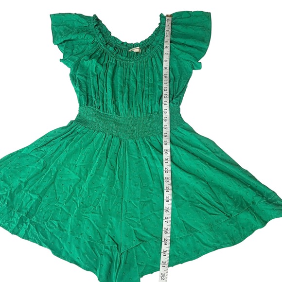 Coquette Babydoll Shorts Romper Empire Waist Flowy Smocked Ruffle Sleeves Small - Picture 7 of 7